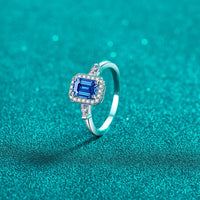 1 Ct Moissanite 925 Sterling Silver Ring in Blue