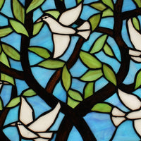Bethany Doves Stained Glass Window Panel