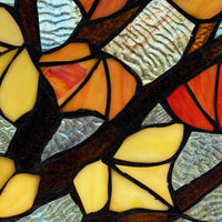 Orange Leaves in Autumn Stained Glass Window Panel