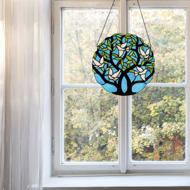Bethany Doves Stained Glass Window Panel