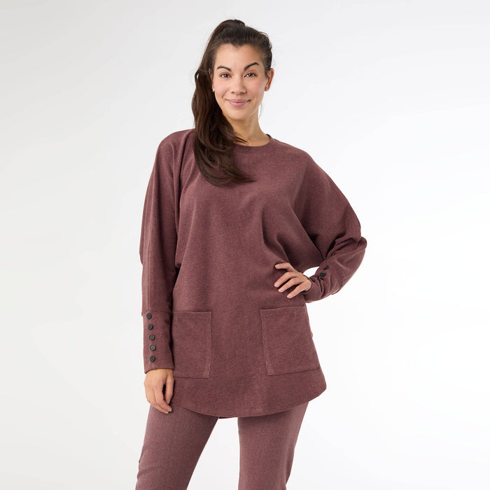 Weekend Button Back Sweater in Wine