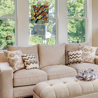 Orange Leaves in Autumn Stained Glass Window Panel