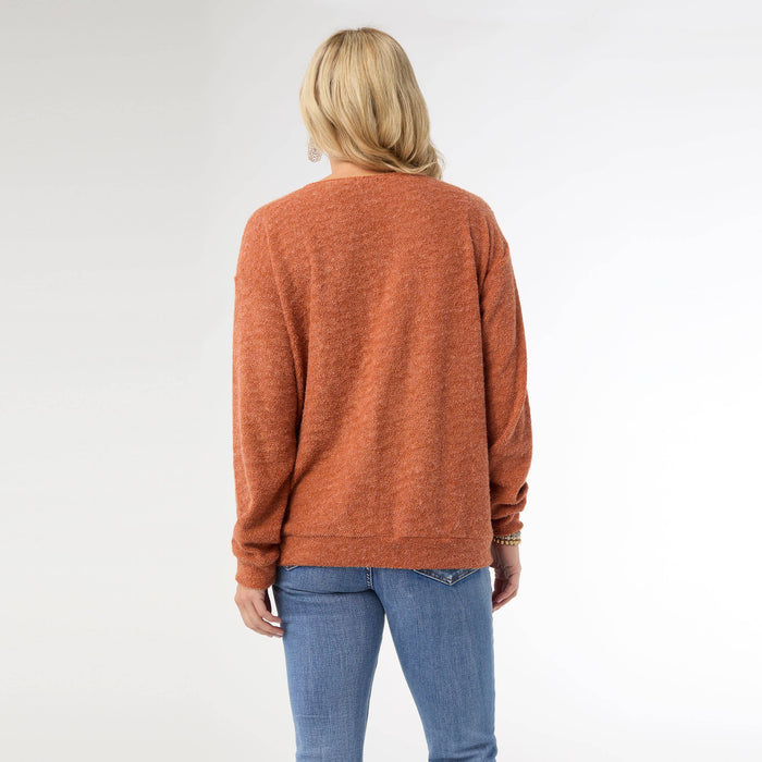 Skyler Soft V-Neck Top in Rust