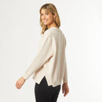 Eliza V-Neck Sweater with Collar in Cream