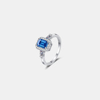 1 Ct Moissanite 925 Sterling Silver Ring in Blue