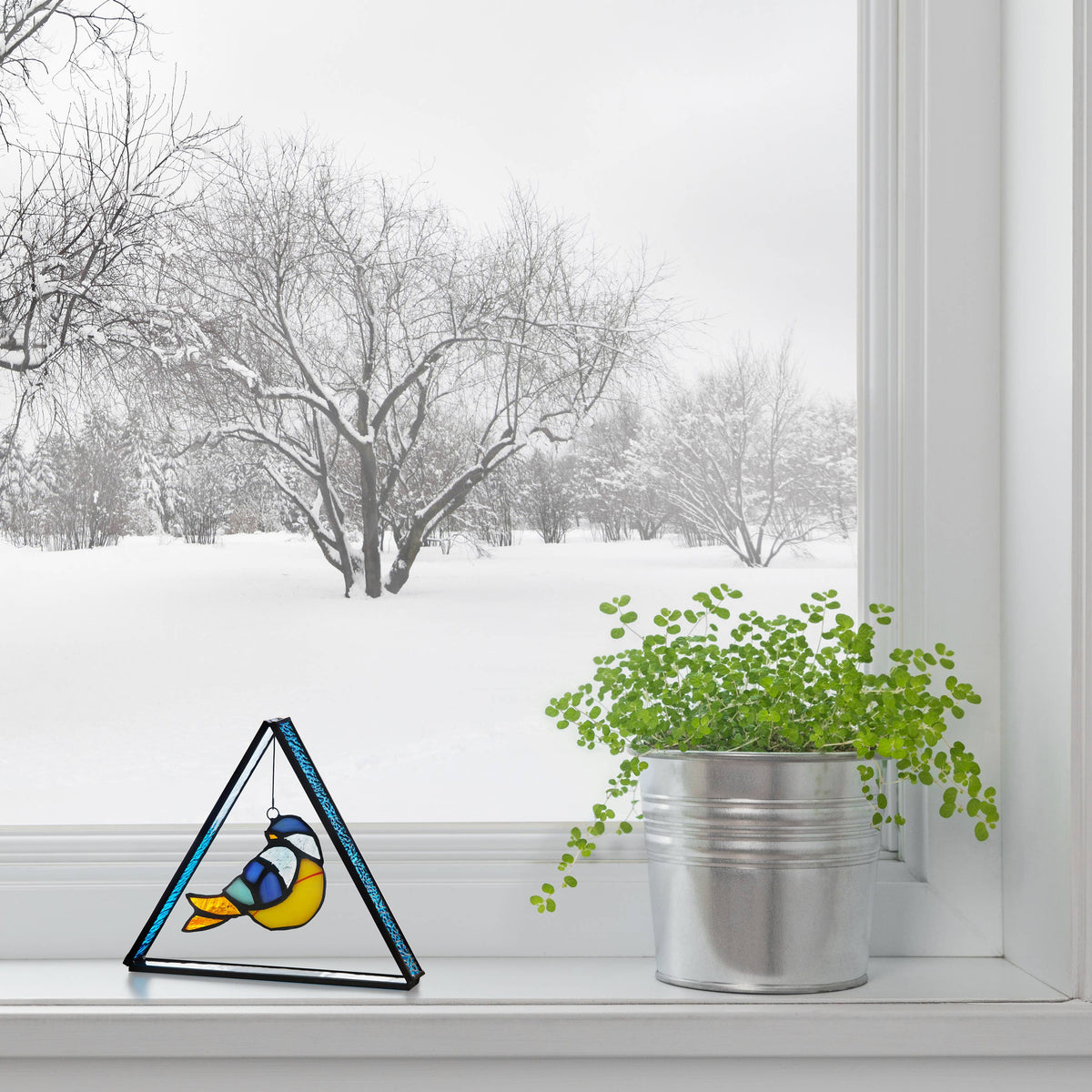 Bubba the Bluebird Standing Triangle Suncatcher