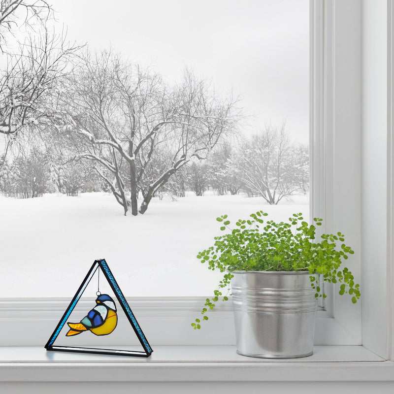 Bubba the Bluebird Standing Triangle Suncatcher