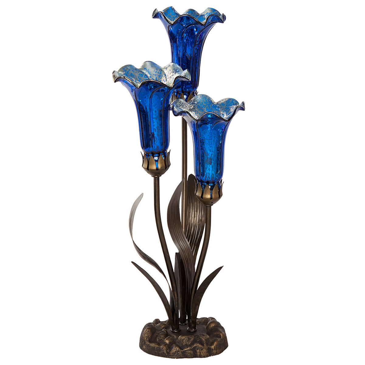 Blue Mercury Glass 3 Lily Up-Light Table Lamp