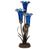 Blue Mercury Glass 3 Lily Up-Light Table Lamp