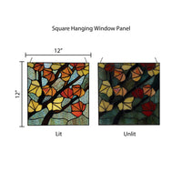 Orange Leaves in Autumn Stained Glass Window Panel