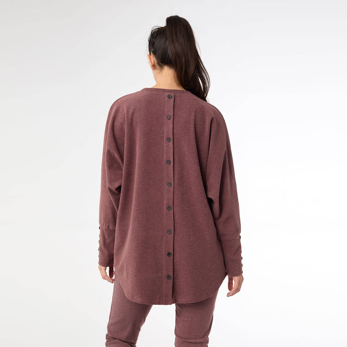 Weekend Button Back Sweater in Wine