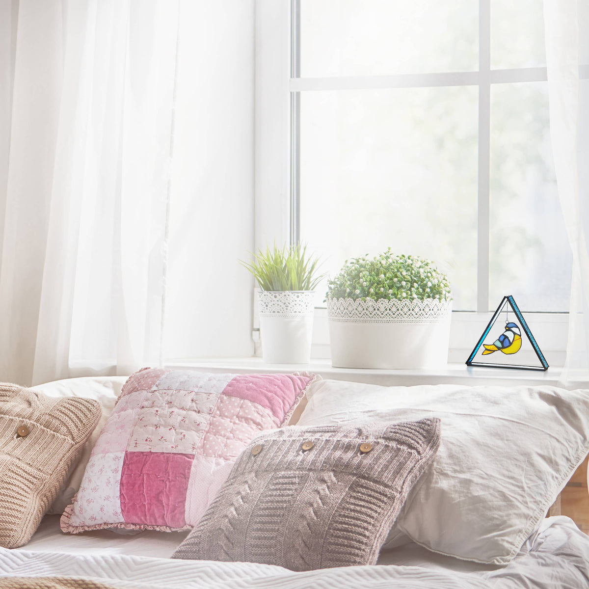 Bubba the Bluebird Standing Triangle Suncatcher