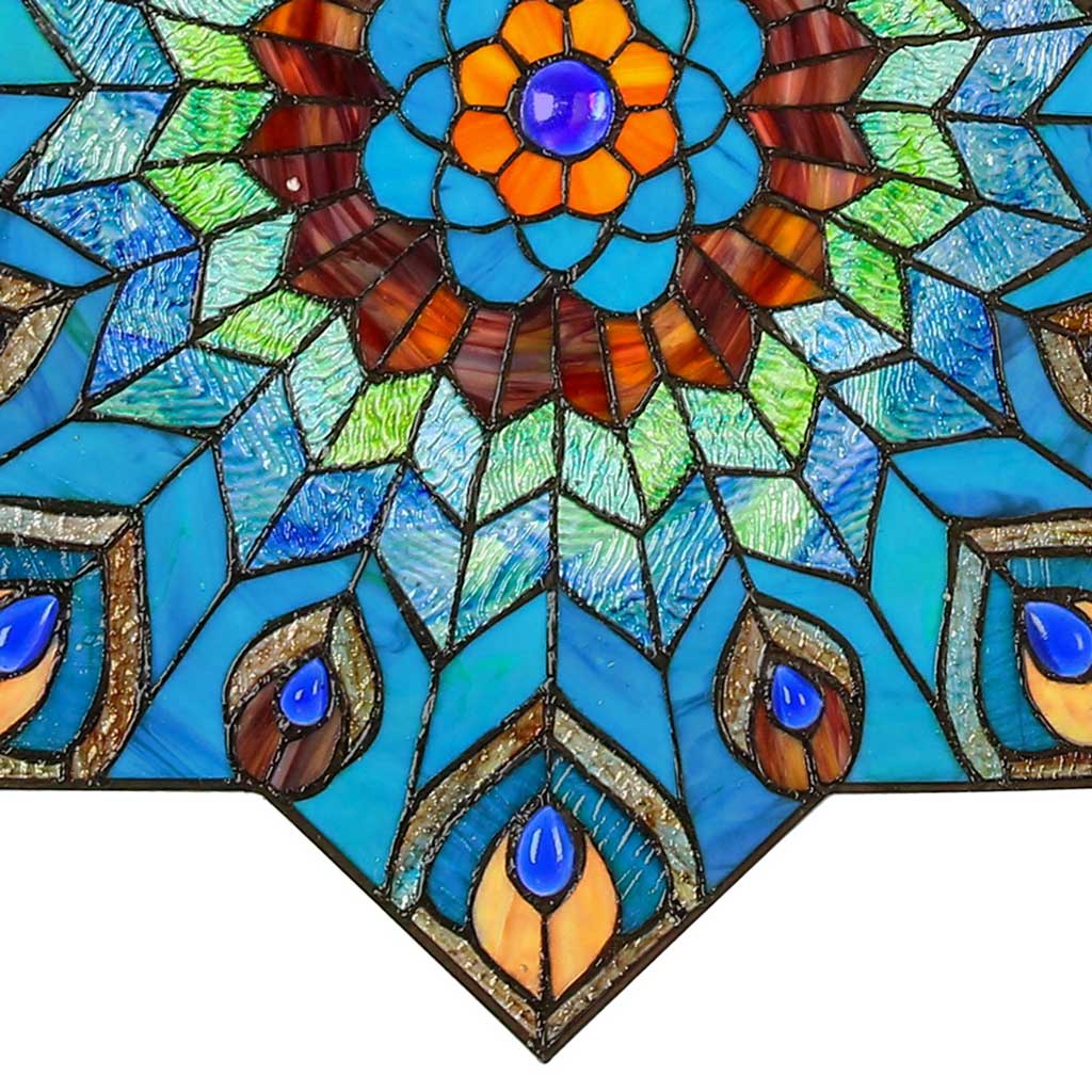 Presley Peacock Stained Glass Window Panel