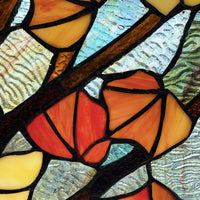 Orange Leaves in Autumn Stained Glass Window Panel