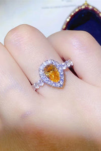 1 Ct Moissanite Contrast Teardrop Ring