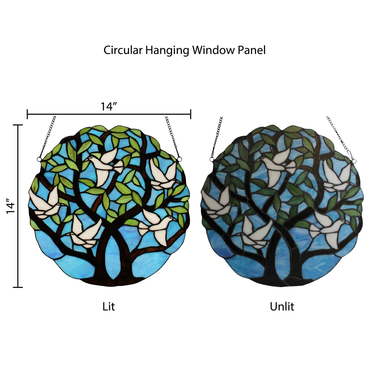 Bethany Doves Stained Glass Window Panel