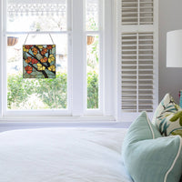 Orange Leaves in Autumn Stained Glass Window Panel