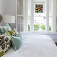 Orange Leaves in Autumn Stained Glass Window Panel