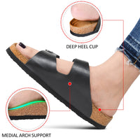 Aerothotic Arete Dual Strap Slide Sandals in Brown