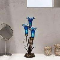 Blue Mercury Glass 3 Lily Up-Light Table Lamp