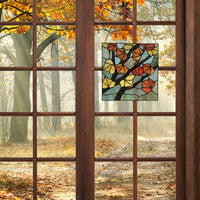 Orange Leaves in Autumn Stained Glass Window Panel