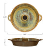 Glazed Stoneware Dish with Toothpick Holder