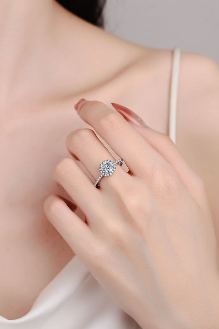 1 Ct Moissanite 925 Sterling Silver Halo Ring