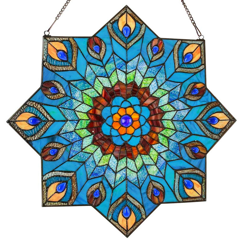 Presley Peacock Stained Glass Window Panel