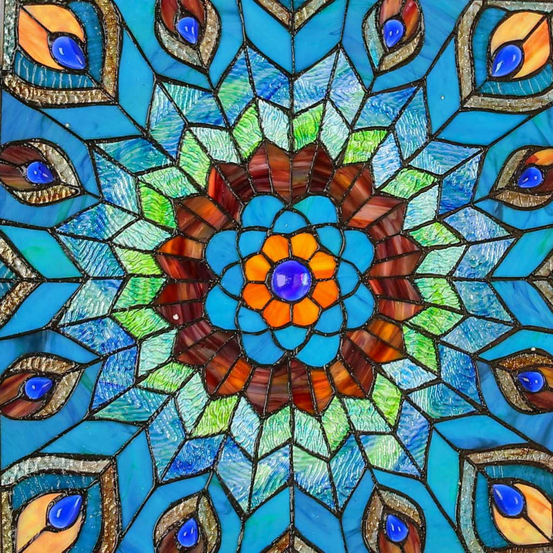 Presley Peacock Stained Glass Window Panel