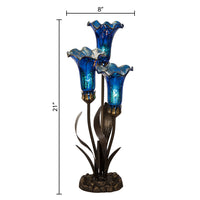 Blue Mercury Glass 3 Lily Up-Light Table Lamp