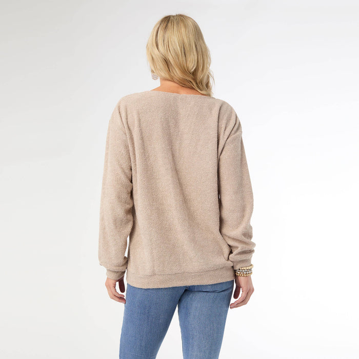 Skyler Soft V-Neck Top in Oatmeal