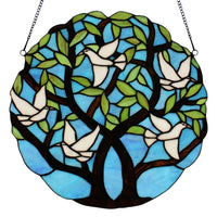 Bethany Doves Stained Glass Window Panel