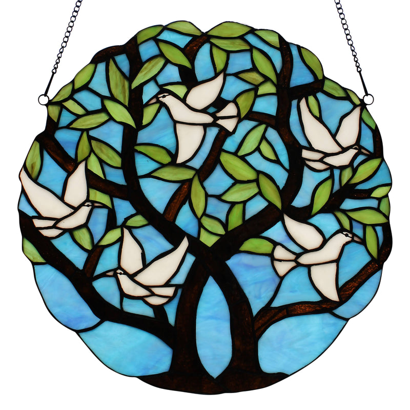 Bethany Doves Stained Glass Window Panel