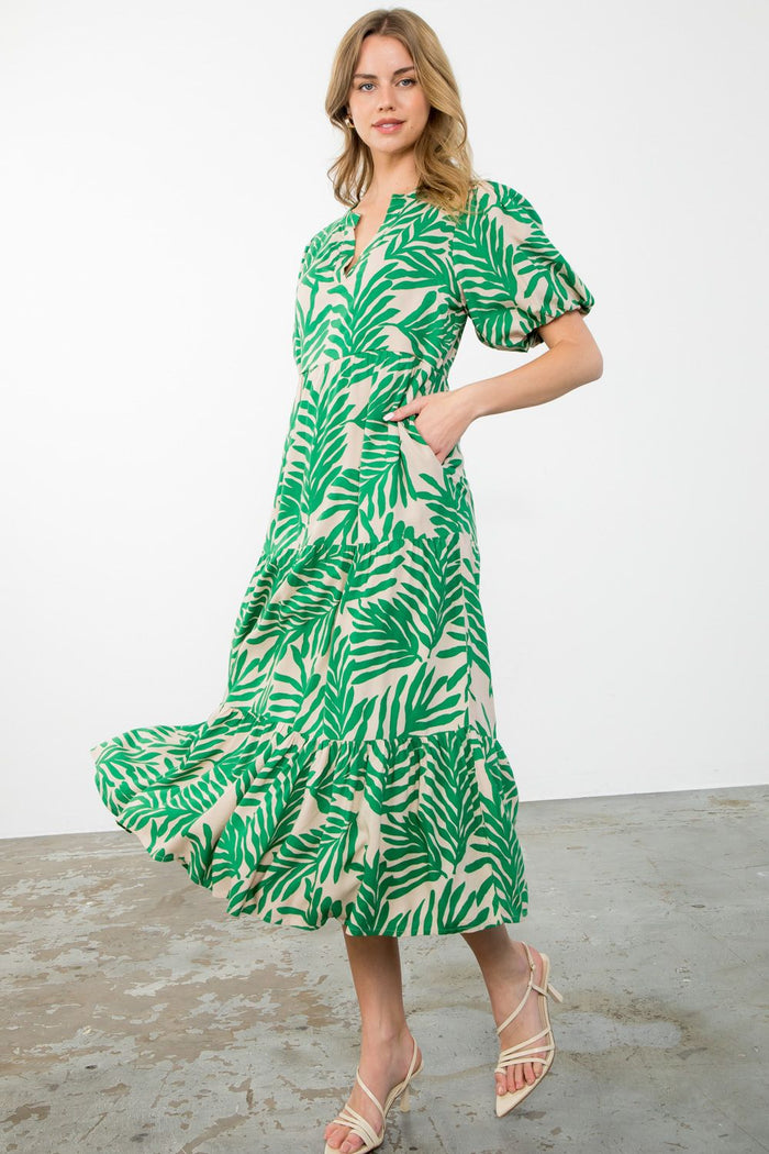 Betty Puff Sleeve Maxi Dress in Green