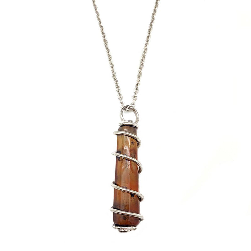 Silver Wrapped Agate Necklace