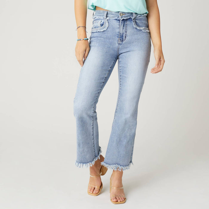 Everstretch Ankle Jeans with Fringe Detail